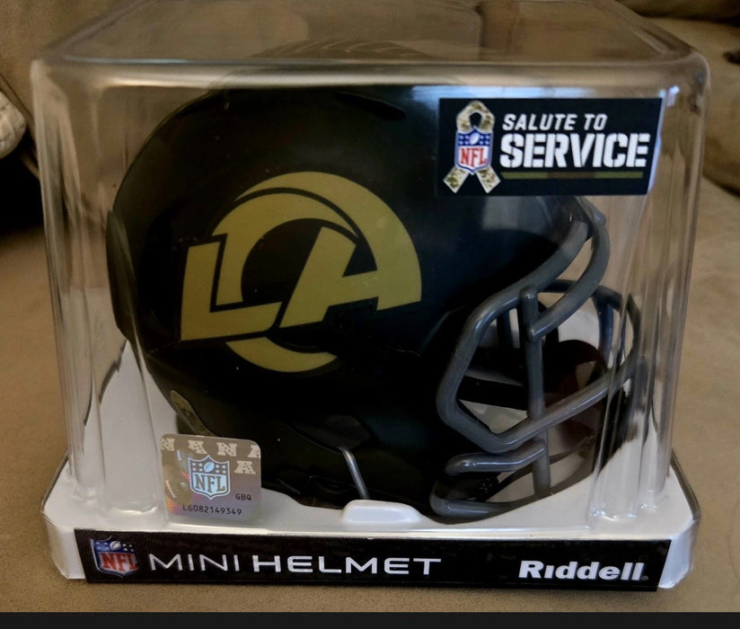 Los Angeles Rams SALUTE TO SERVICE 4 Mini Speed Football Helmet NFL