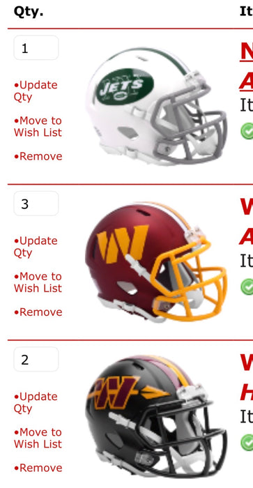 6 Mini Helmets