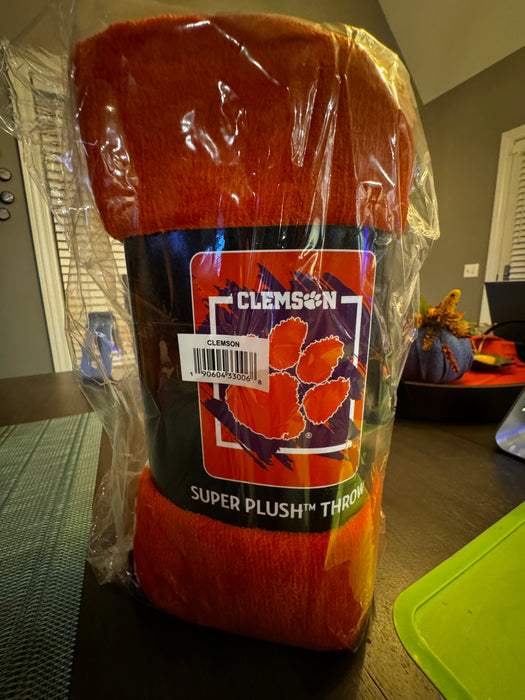 Clemson Tigers Blanket 46x60 Micro Raschel Dimensional Design Rolled