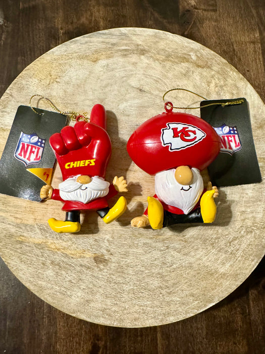 Kansas City Chiefs Ornament Gnome Fan 2 Pack