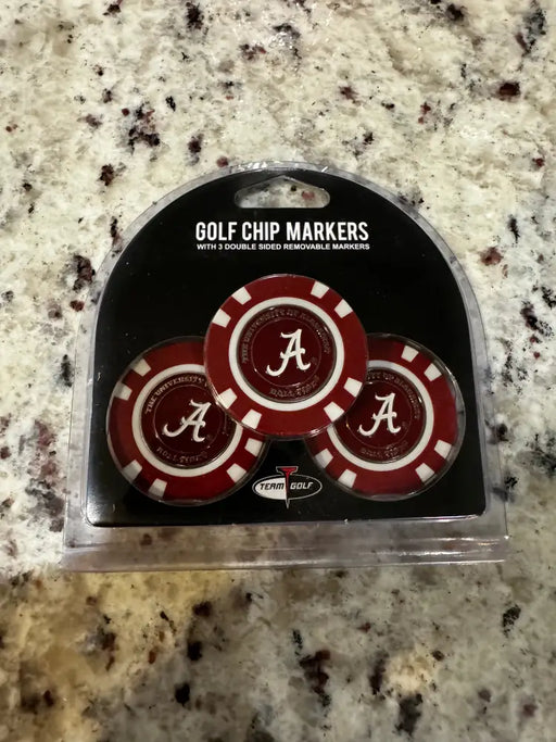 Alabama Crimson Tide Golf Chip with Marker 3 Pack Golf Ball Markers