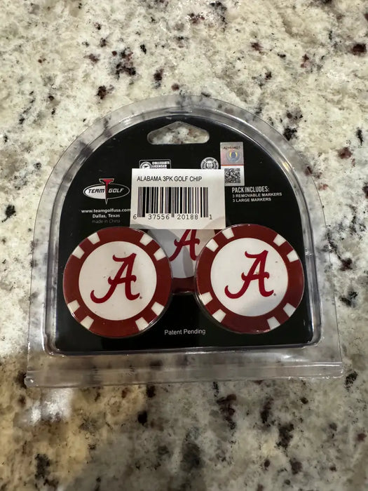 Alabama Crimson Tide Golf Chip with Marker 3 Pack Golf Ball Markers