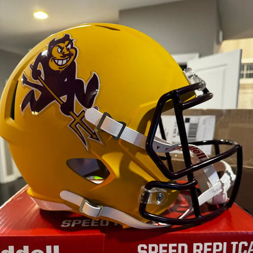Arizona State Sun Devils Full Size Speed Replica Football Helmet Satin Yellow Sparky- NCAA Helmets