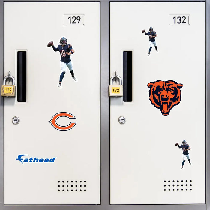 Caleb Williams - 5 Minis (Mixed Sizes) - Official NFL - Chicago Bears - Reusable Vinyl Decals 5 Decals (7’’W x 5’’H)