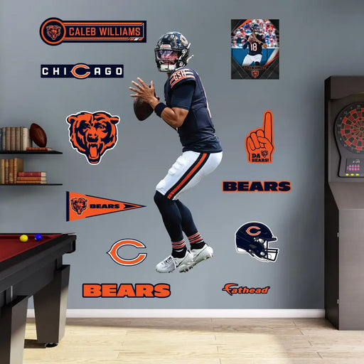Caleb Williams - RealBig Collection - Official NFL - Chicago Bears - Reusable Vinyl Wall Decals LARGE (Life-Size) +11