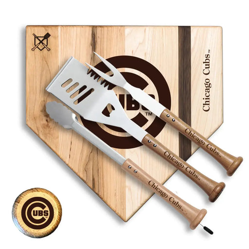 Chicago Cubs ’Silver Slugger’ Combo Set Cutting Board and BBQ Tools