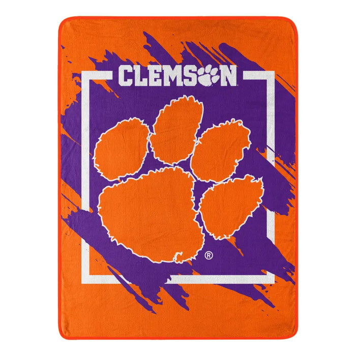 Clemson Tigers Blanket 46x60 Micro Raschel Dimensional Design Rolled Blanket