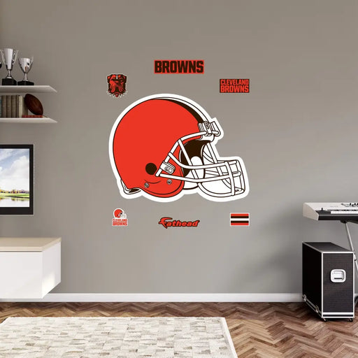 Cleveland Browns - RealBig Logo Collection - Official NFL - Reusable Vinyl Wall Decals LARGE +6 Decals (50’’W x