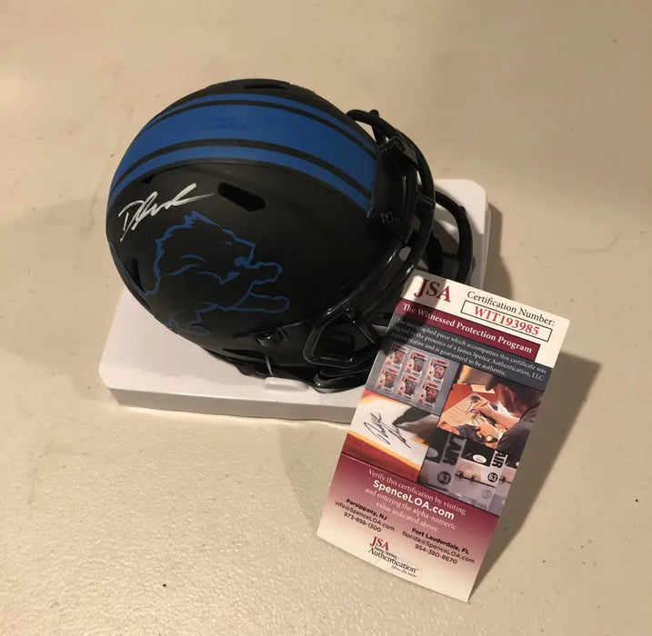 D’Andre Swift Signed Eclipse Alternate Speed NFL Mini Helmet w/JSA COA Sports Collectibles