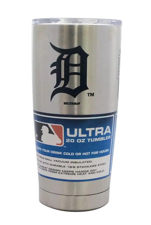 Detroit Tigers Travel Tumbler 20oz Ultra Silver Tumbler
