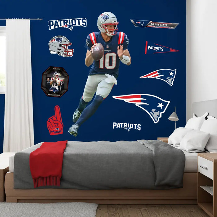 Drake Maye - RealBig Collection - Official NFL - New England Patriots - Reusable Vinyl Wall Decals Vinyl Die-Cut