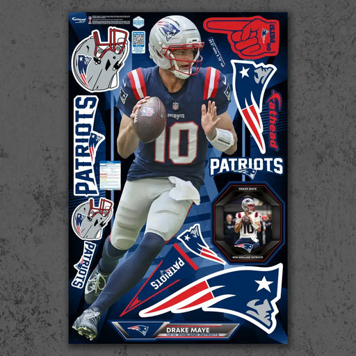Drake Maye - RealBig Collection - Official NFL - New England Patriots - Reusable Vinyl Wall Decals Vinyl Die-Cut
