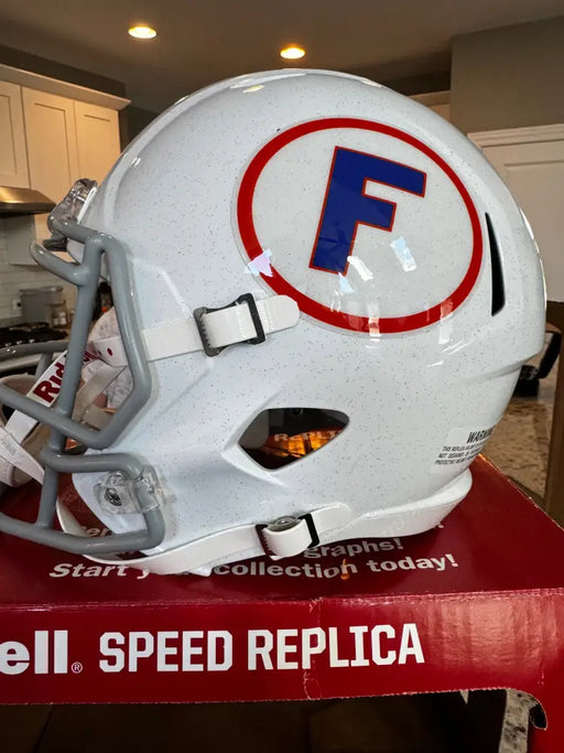 Florida Gators Full Size Speed Replica Throwback Football Helmet White w/Gray Mask- NCAA Helmets
