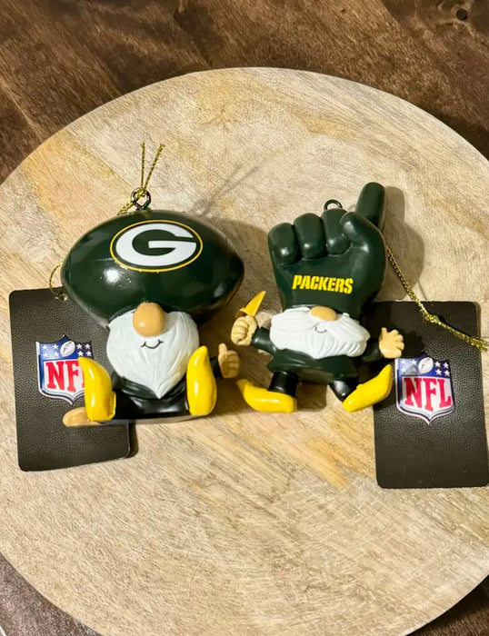 Green Bay Packers Ornament Gnome Fan 2 Pack Ornaments