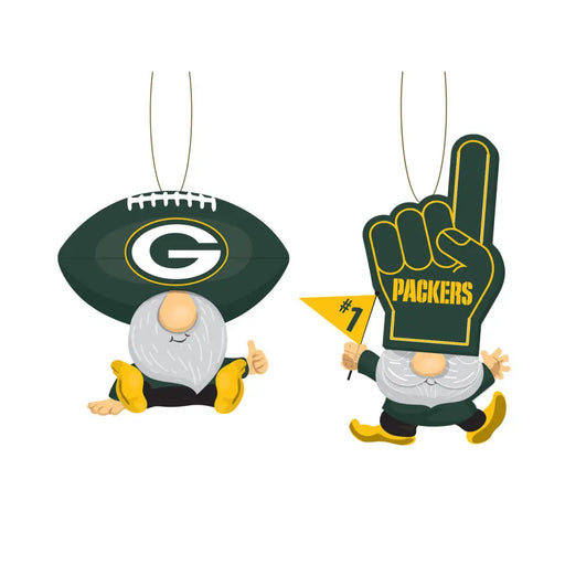 Green Bay Packers Ornament Gnome Fan 2 Pack Ornaments
