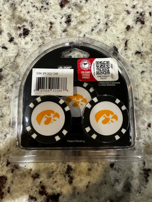 Iowa Hawkeyes Golf Chip with Marker 3 Pack Golf Ball Markers