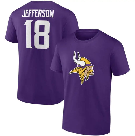 Justin Jefferson Minnesota Vikings Icon Name & Number T-Shirt - Purple Small T-Shirts - Football