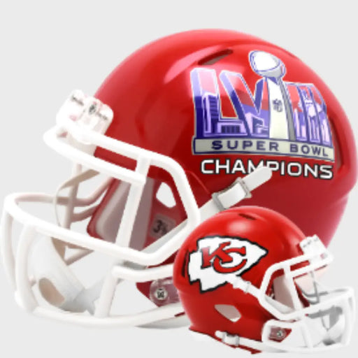 Kansas City Chiefs NFL Mini Speed Football Helmet SUPER BOWL 58 CHAMPIONS Helmets