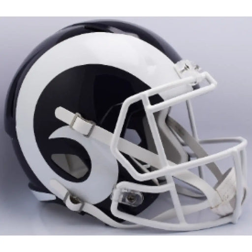 Los Angeles Rams Full Size Speed Replica Football Helmet White Horn - NFL Helmets