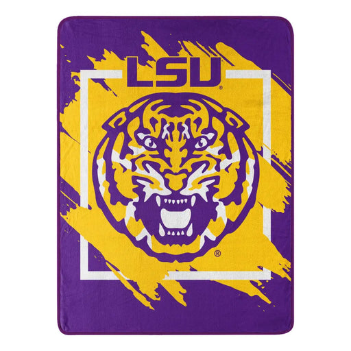 LSU Tigers Blanket 46x60 Micro Raschel Dimensional Design Rolled Blanket