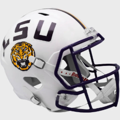 LSU Tigers Full Size Speed Replica Football Helmet White - NCAA Helmets