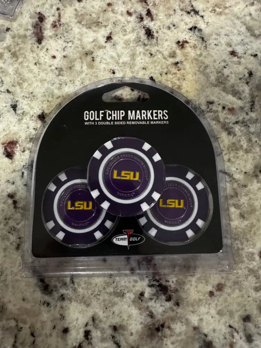 LSU Tigers Golf Chip with Marker 3 Pack Golf Ball Markers