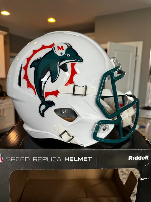 cracked football helmet fake Matte Black Blank Riddell Revolution Speed Mini (Decorative Mini Helmet - NOT Wearable Replica Helmets Break4Sports &