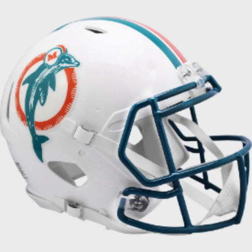 Miami Dolphins Full Size Authentic 1980 to 1996 Speed Throwback Football Helmet - NFL Helmets