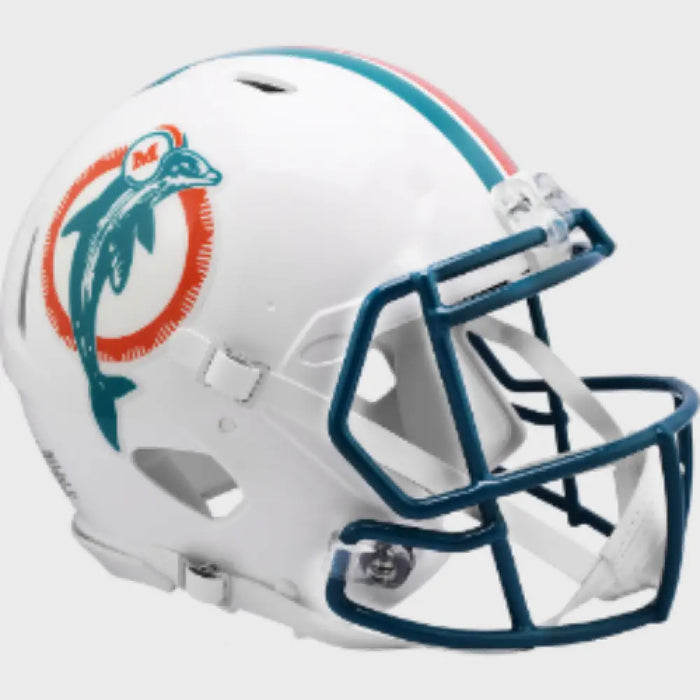 Miami Dolphins Full Size Authentic 1980 to 1996 Speed Throwback Football Helmet - NFL Helmets
