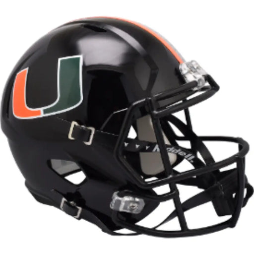 Miami Hurricanes Full Size Replica Speed Football Helmet Black - NCAA Helmets