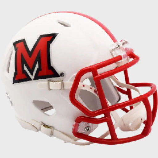 Miami of Ohio Redhawks NCAA Mini Speed Football Helmet Matte White - NCAA Helmets