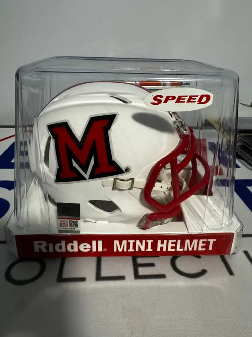 Miami of Ohio Redhawks NCAA Mini Speed Football Helmet Matte White - NCAA Helmets