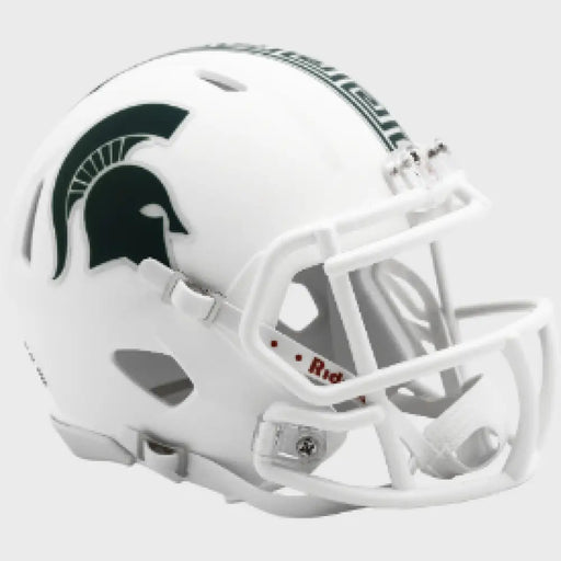 Michigan State Spartans NCAA Mini Speed Football Helmet 2023 Matte White - NCAA Helmets