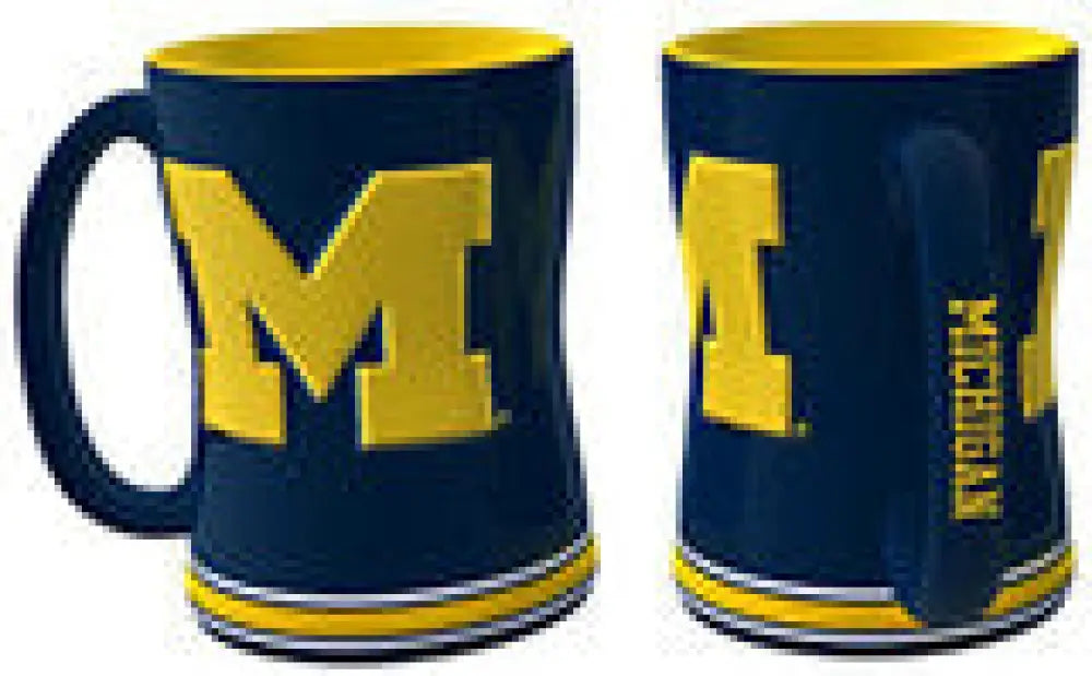 Michigan Wolverines Coffee Mug 14oz Sculpted Relief Team Color Coffee Mug