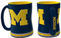 Michigan Wolverines Coffee Mug 14oz Sculpted Relief Team Color Coffee Mug