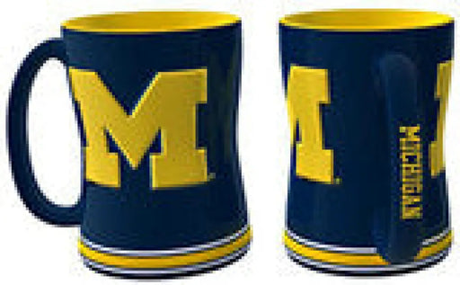 Michigan Wolverines Coffee Mug 14oz Sculpted Relief Team Color Coffee Mug