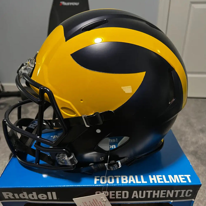 Michigan Wolverines Full Size Authentic Speed Football Helmet Painted Wings-NCAA Helmets