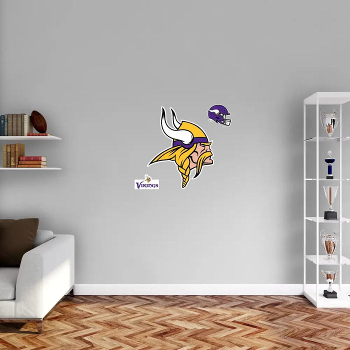 Minnesota Vikings - RealBig Logo Collection - Official NFL - Reusable Vinyl Wall Decals MEDIUM Logo +2 Decals (25’’W x