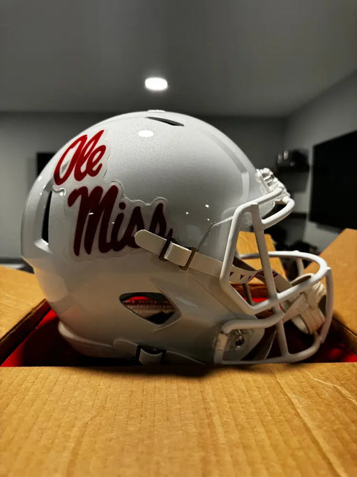 Mississippi (Ole Miss) Rebels Full Size Speed Replica Football Helmet Gloss White - NCAA Helmets