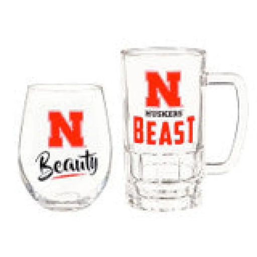 Nebraska Cornhuskers Drink Set Boxed 17oz Stemless Wine and 16oz Tankard Sports Collectibles