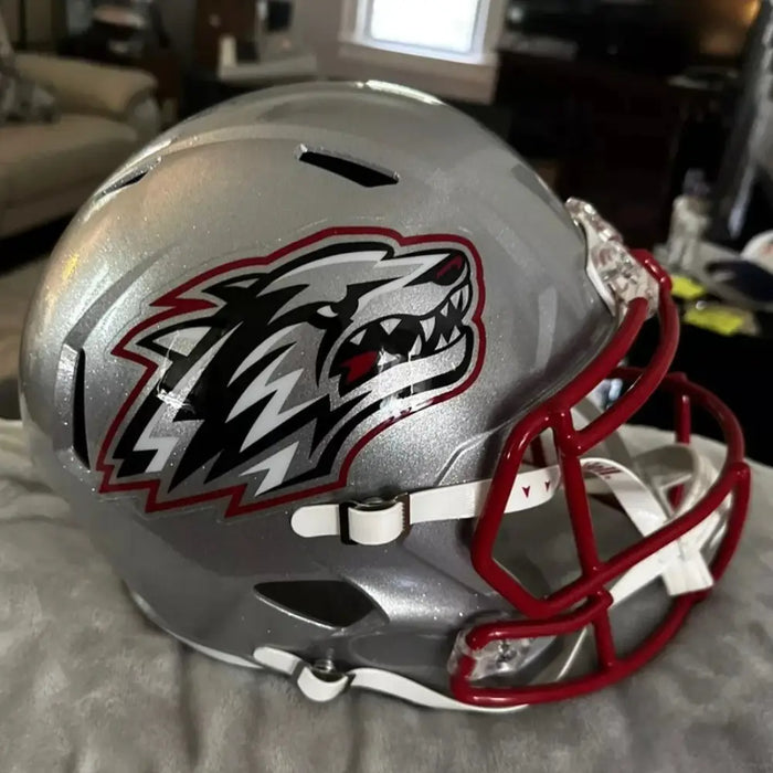 New Mexico Lobos Full Size Speed Replica Football Helmet Silver- NCAA Helmets