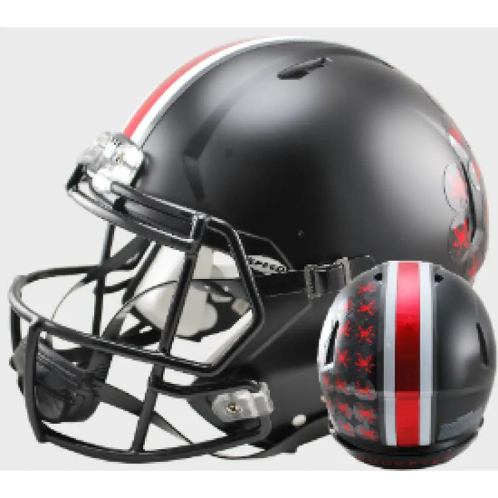 Ohio State Buckeyes Full Size Authentic Speed Football Helmet Satin Black with Red Buckeyes - NCAA Helmets