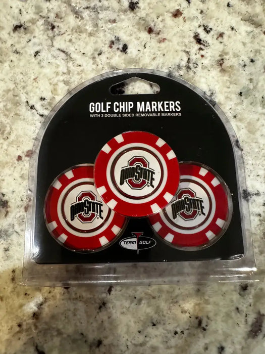 Ohio State Buckeyes Golf Chip with Marker 3 Pack Golf Ball Markers
