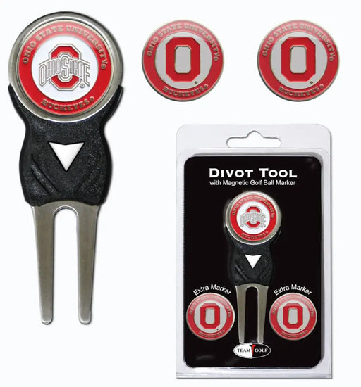 Ohio State Buckeyes Golf Divot Tool with 3 Markers Golf Ball Markers