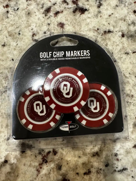 Oklahoma Sooners Golf Chip with Marker 3 Pack Golf Ball Markers