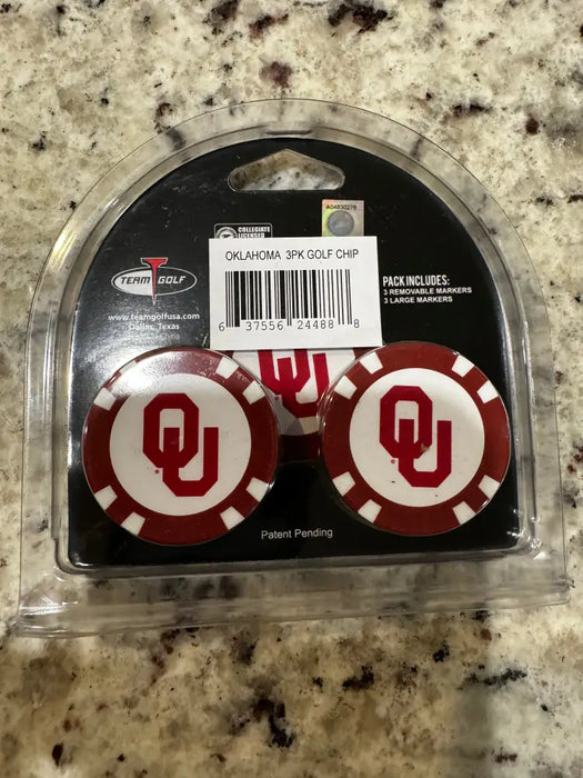 Oklahoma Sooners Golf Chip with Marker 3 Pack Golf Ball Markers