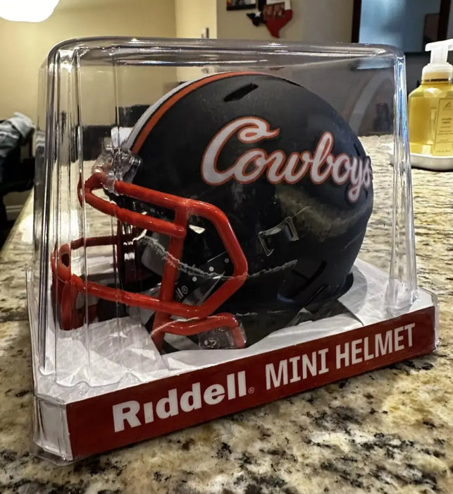 Oklahoma State Cowboys NCAA Mini Speed Football Helmet Matte Black- NCAA Helmets