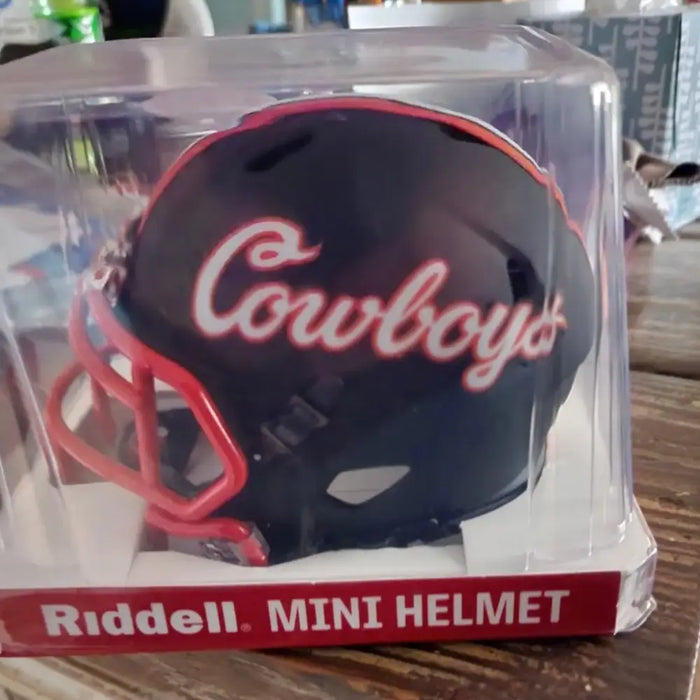 Oklahoma State Cowboys NCAA Mini Speed Football Helmet Matte Black- NCAA Helmets