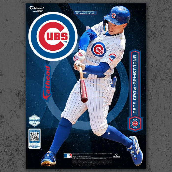 Pete Crow-Armstrong - RealBig Collection - Official MLB - Chicago Cubs - Reusable Vinyl Wall Decals Vinyl Die-Cut