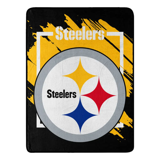 Pittsburgh Steelers Blanket 46x60 Micro Raschel Dimensional Design Rolled Blanket